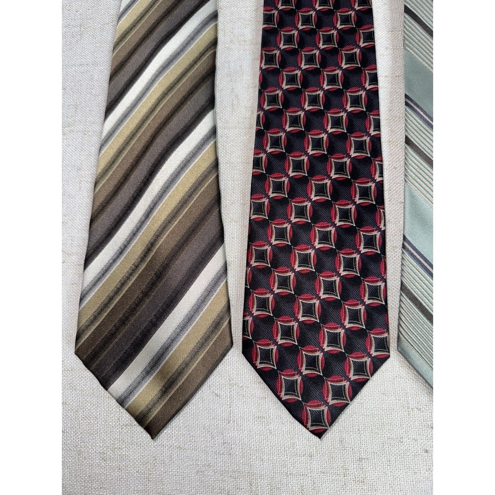 Men's‎ Neck Tie NeckTie LOT of 5 Silk Calvin Klein Croft & Barrow Stripes - Picture 3 of 10
